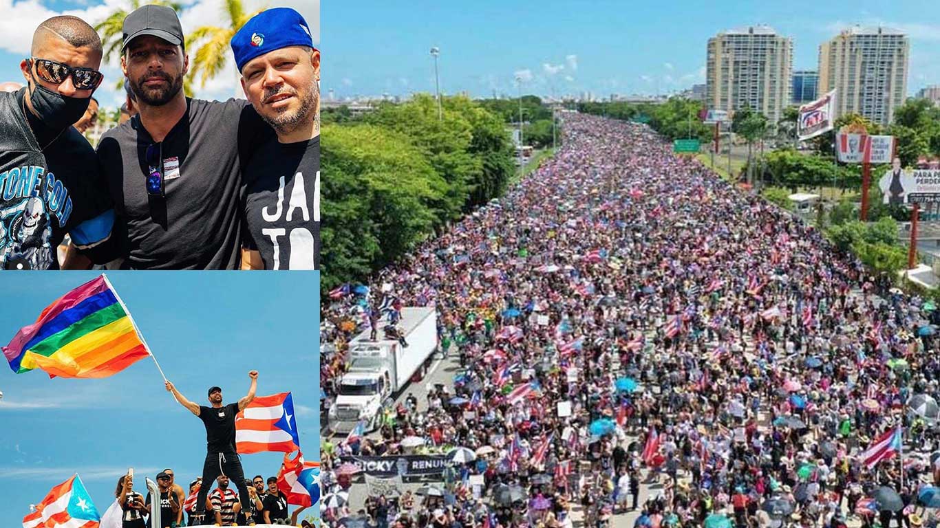 Ricky Martin, Bad Bunny y Residente juntos en protestas de Puerto Rico.